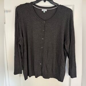 Susina Charcoal Plus Size 3X Button-Up Cardigan